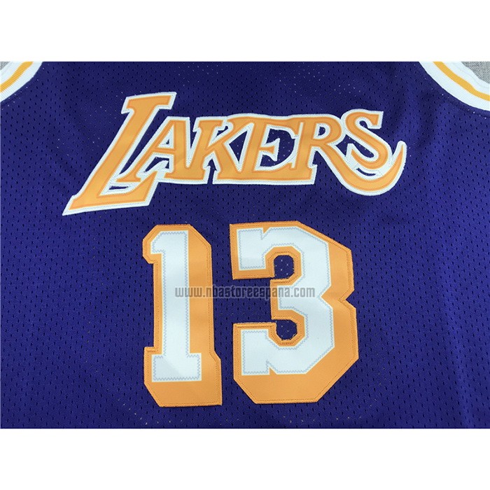 Camiseta Los Angeles Lakers Wilt Chamberlain NO 13 Mitchell & Ness 1971-72 Violeta